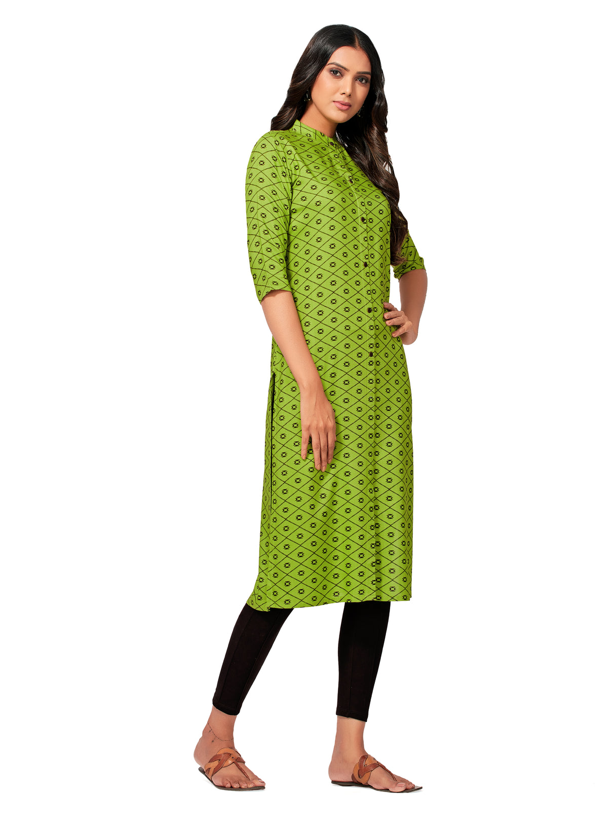 Mimosa Women Green Color Printed Straight Kurta