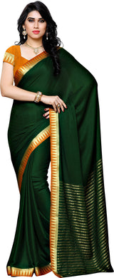 Mimosa Womens Crepe Saree Mysore Silk BGreen Color