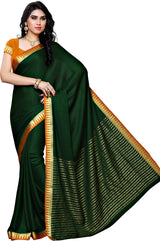 Mimosa Womens Crepe Saree Mysore Silk BGreen Color