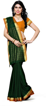 Mimosa Womens Crepe Saree Mysore Silk BGreen Color