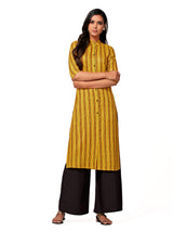 Mimosa Women Mustard Yellow Color Printed Straight Kurta