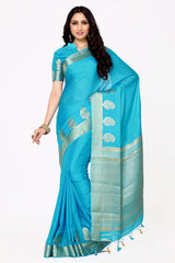 Mimosa Womens Crepe Saree Mysore Silk style Ananda Color