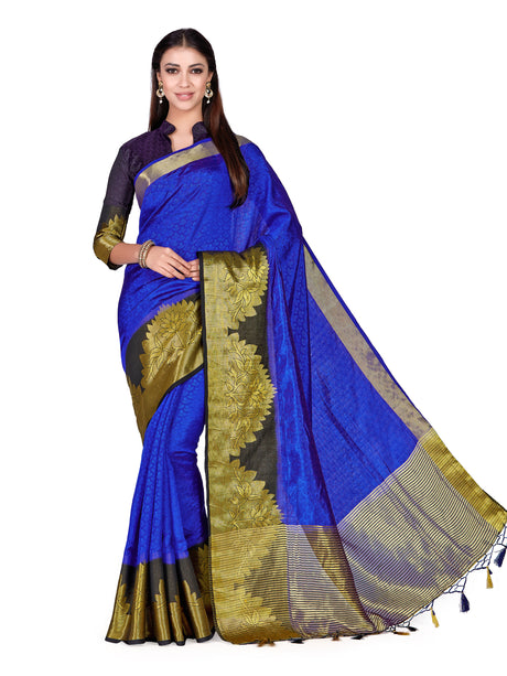 Mimosa Womens Art Silk Saree Kanjivaram Royal Blue Color