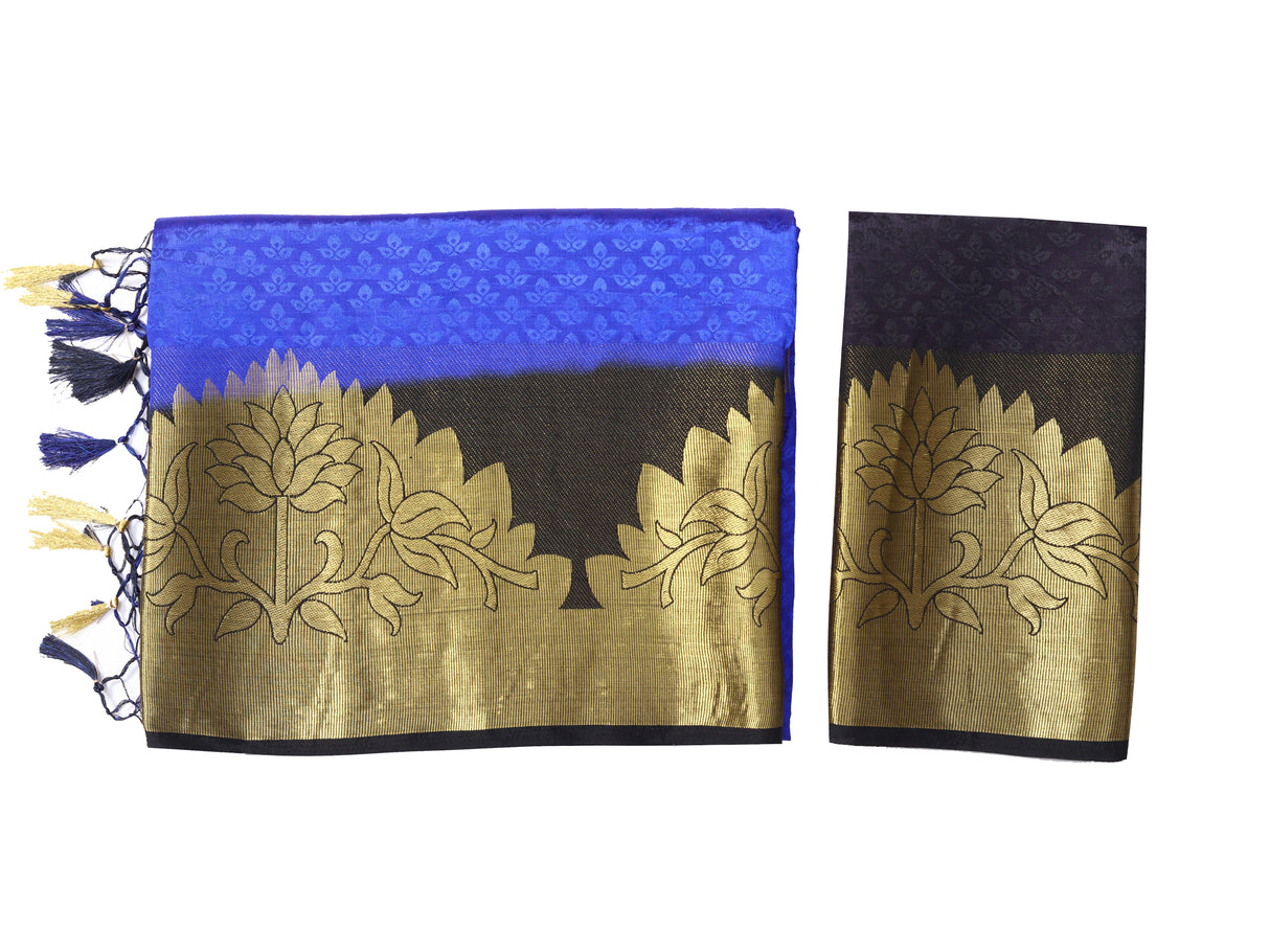 Mimosa Womens Art Silk Saree Kanjivaram Royal Blue Color