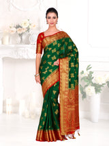 Mimosa Womens Art Silk Saree Kanjivaram BGreen Color