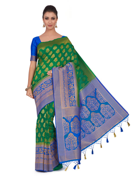 Mimosa Womens Art Silk Saree Kanjivaram Rama Color