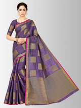 Mimosa Womens Tussar Silk Saree Kanjivaram style Violet Color