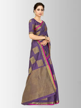 Mimosa Womens Tussar Silk Saree Kanjivaram style Violet Color