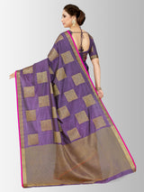 Mimosa Womens Tussar Silk Saree Kanjivaram style Violet Color