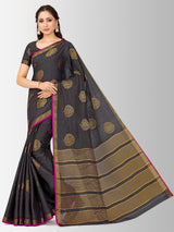 Mimosa Womens Tussar Silk Saree Kanjivaram style Black Color