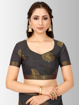 Mimosa Womens Tussar Silk Saree Kanjivaram style Black Color