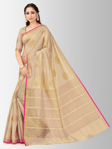 Mimosa Womens Tussar Silk Saree Kanjivaram style Halfwhite Color