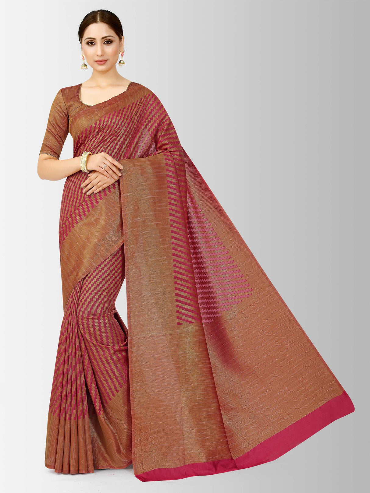 Mimosa Womens Art Silk Saree Patola Gajjari Color