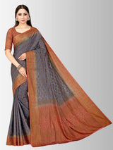 Mimosa Womens Art Silk Saree Patola Grey Color