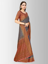 Mimosa Womens Art Silk Saree Patola Grey Color