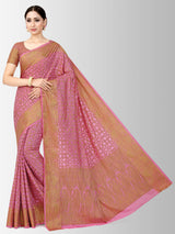 Mimosa Womens Art Silk Saree Patola Pink Color