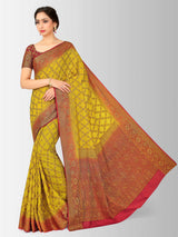 Mimosa Womens Art Silk Saree Patola Gold Color