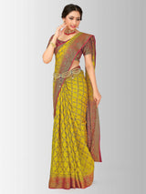 Mimosa Womens Art Silk Saree Patola Gold Color