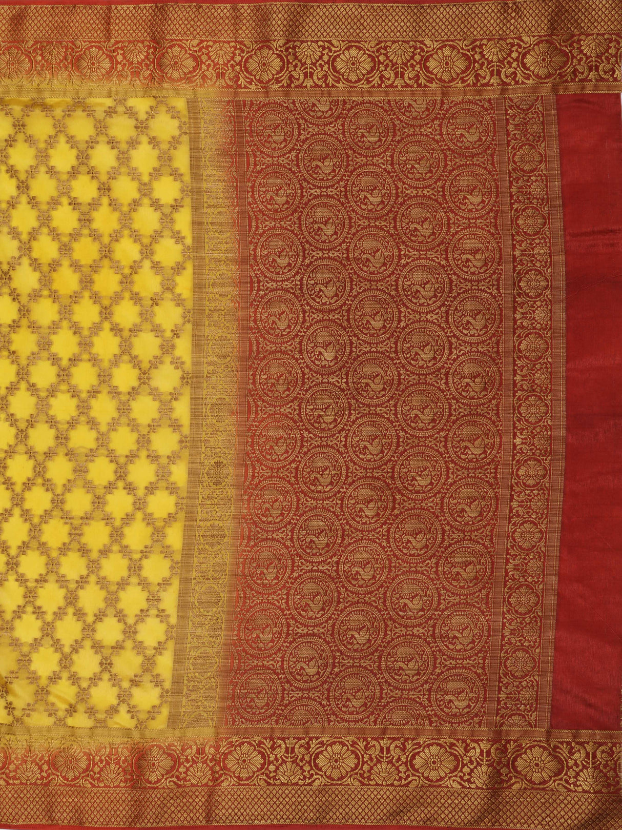 Mimosa Womens Art Silk Saree Patola Gold Color