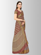 Mimosa Womens Art Silk Saree Kanjivaram Chocolate Color