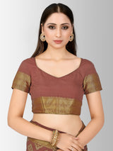 Mimosa Womens Art Silk Saree Kanjivaram Chocolate Color