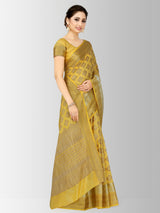 Mimosa Womens Art Silk Saree Kanjivaram Gold Color