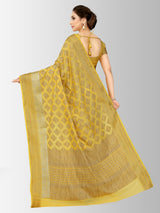 Mimosa Womens Art Silk Saree Kanjivaram Gold Color