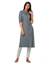 Mimosa Women Grey Color Printed Straight Kurta