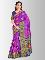 Mimosa Womens Art Silk Saree Kanjivaram Levander Color