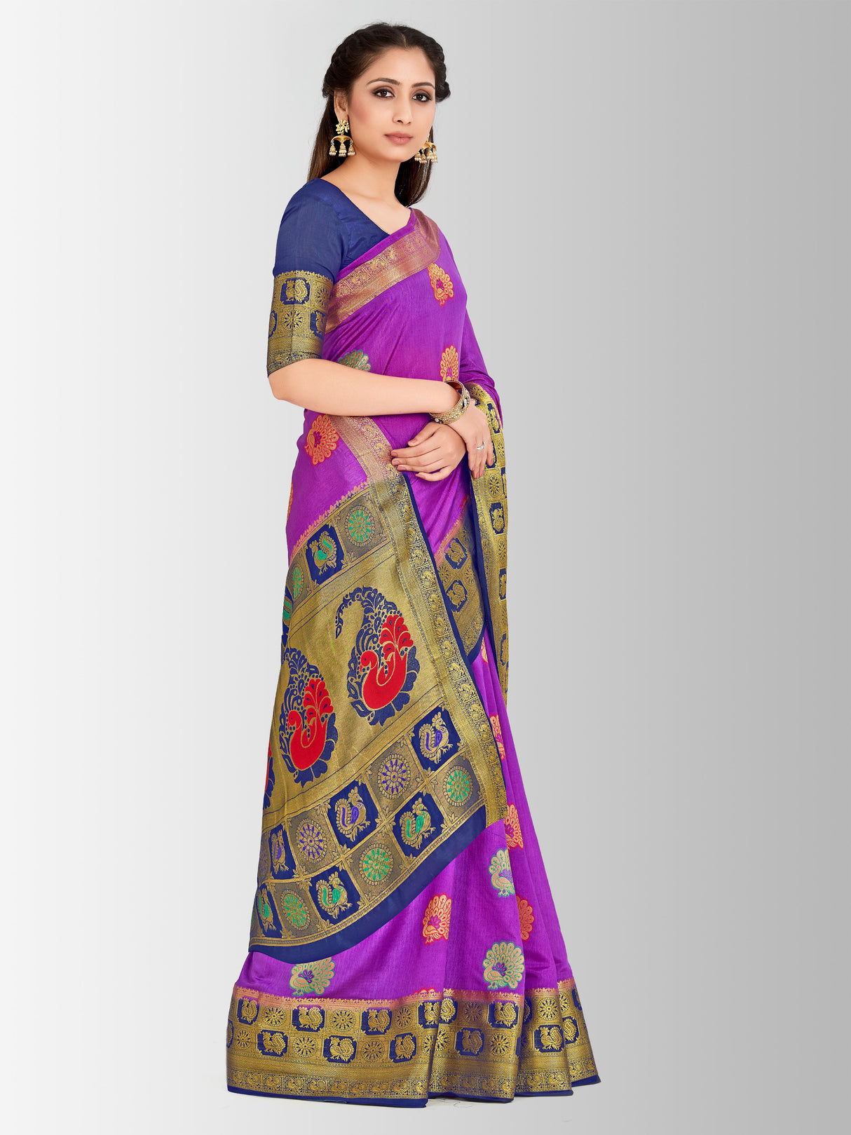 Mimosa Womens Art Silk Saree Kanjivaram Levander Color