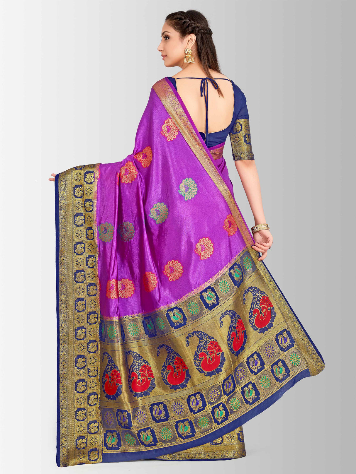 Mimosa Womens Art Silk Saree Kanjivaram Levander Color