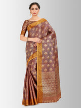 Mimosa Womens Art Silk Saree Kanjivaram Chocolate Color