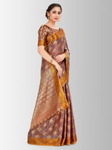 Mimosa Womens Art Silk Saree Kanjivaram Chocolate Color