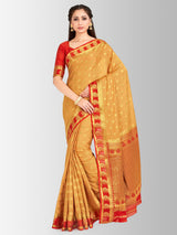 Mimosa Womens Crepe Saree Mysore Silk Chiku Color