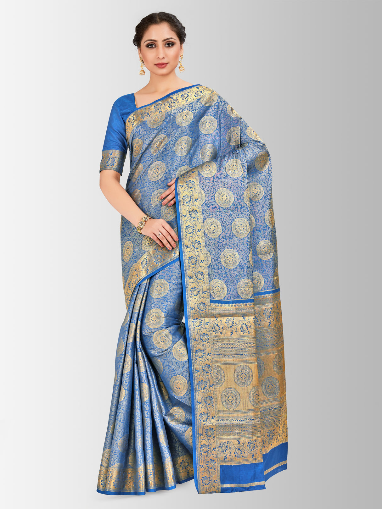 Mimosa Womens Art Silk Saree Kanjivaram Grey Color