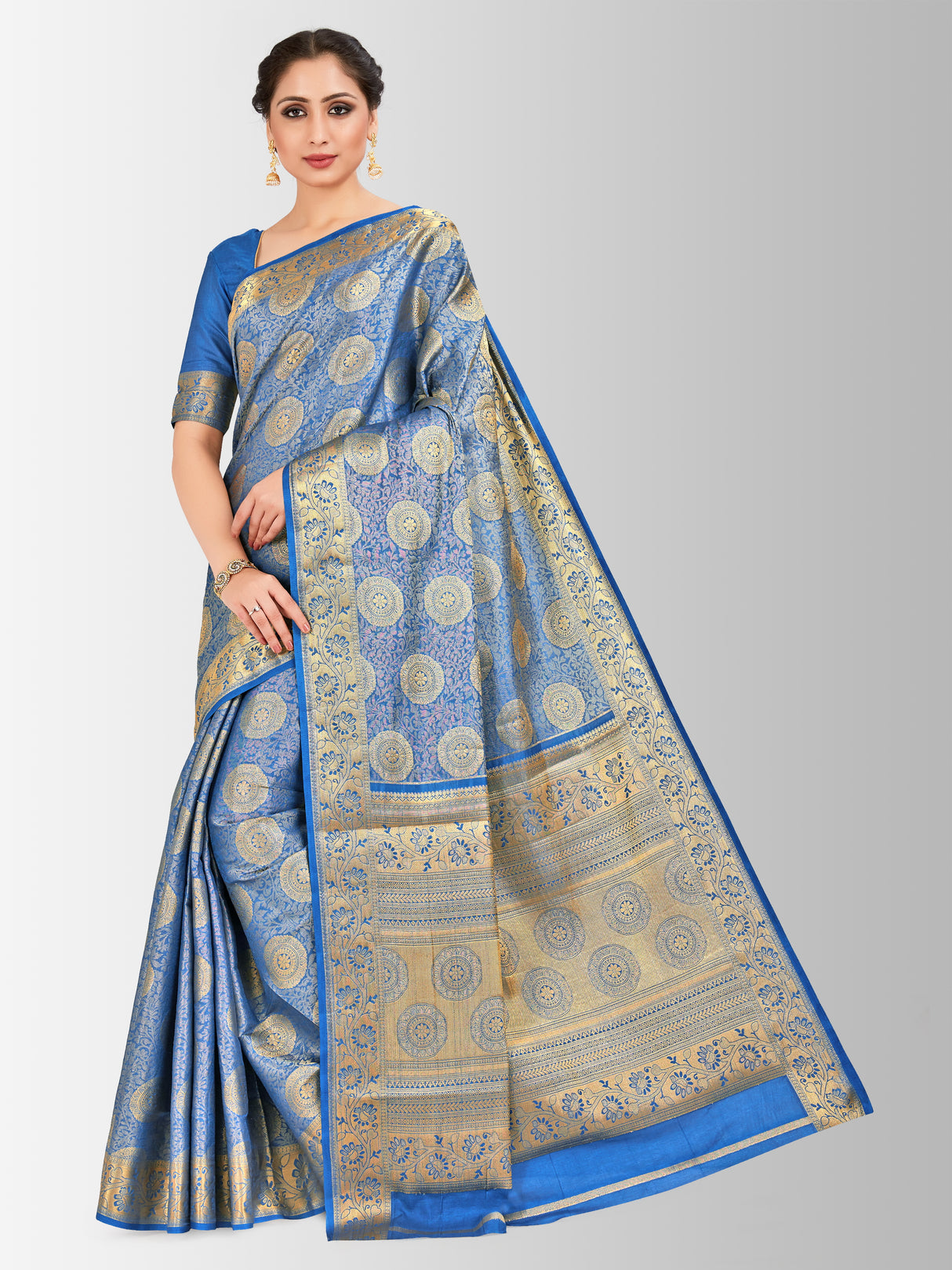 Mimosa Womens Art Silk Saree Kanjivaram Grey Color