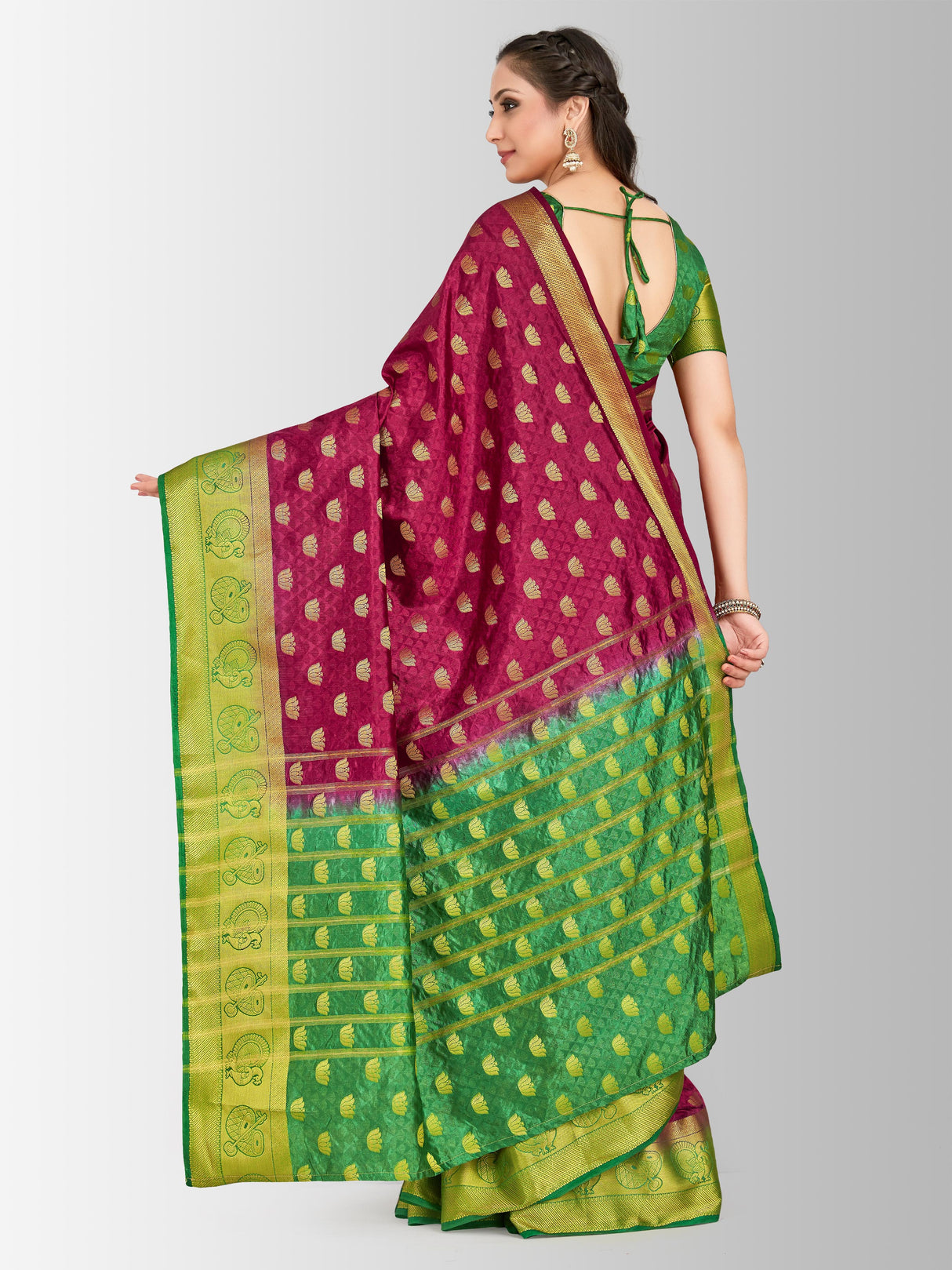 Mimosa Womens Art Silk Saree Kanjivaram Maroon Color