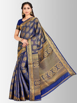 Mimosa Womens Art Silk Saree Kanjivaram Navy Blue Color