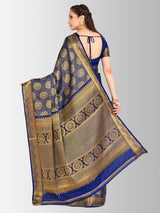 Mimosa Womens Art Silk Saree Kanjivaram Navy Blue Color