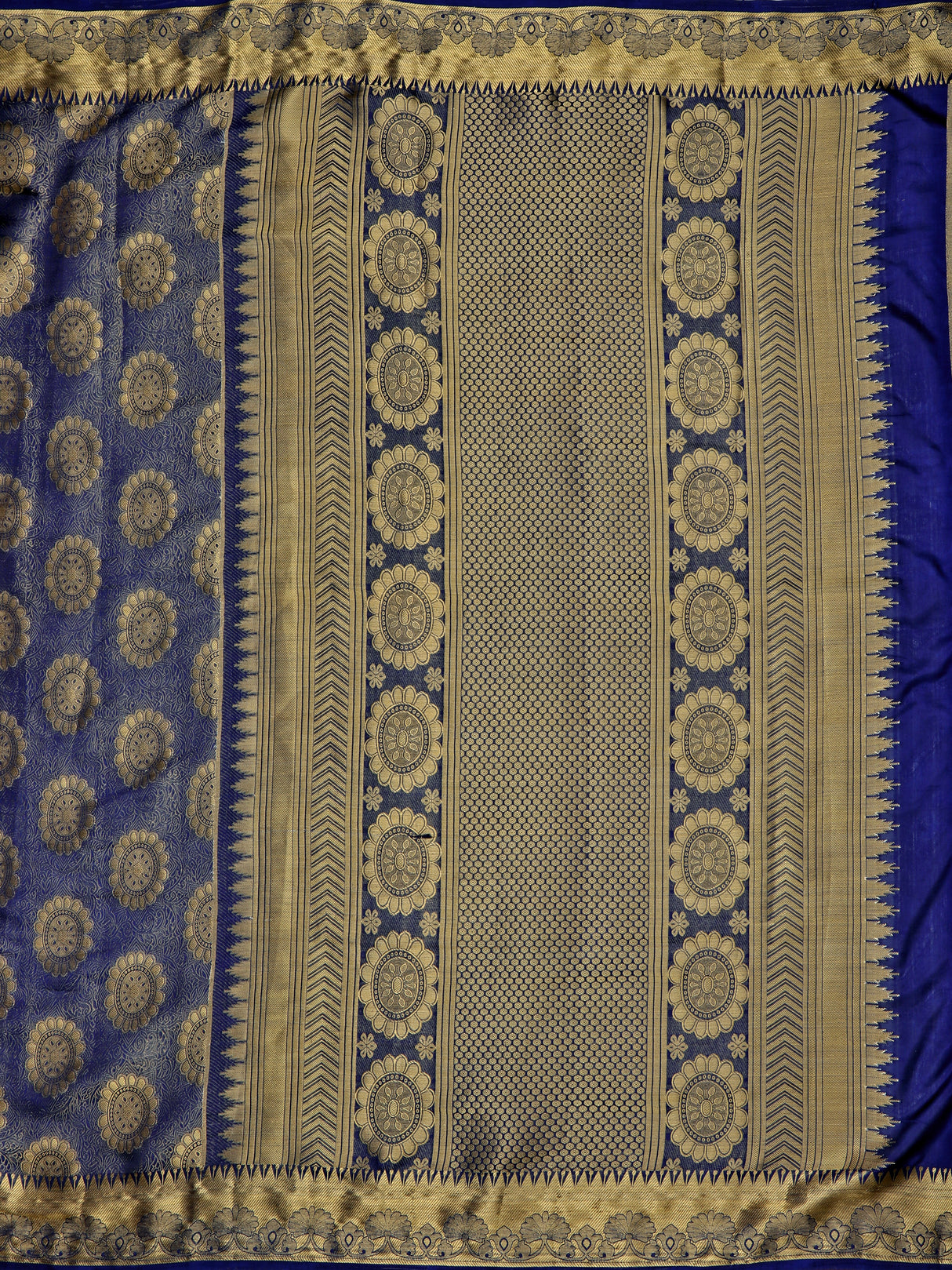 Mimosa Womens Art Silk Saree Kanjivaram Navy Blue Color