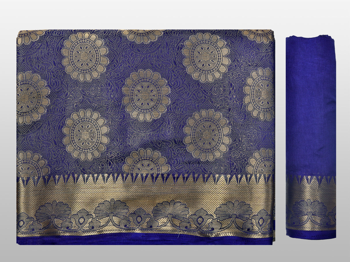 Mimosa Womens Art Silk Saree Kanjivaram Navy Blue Color