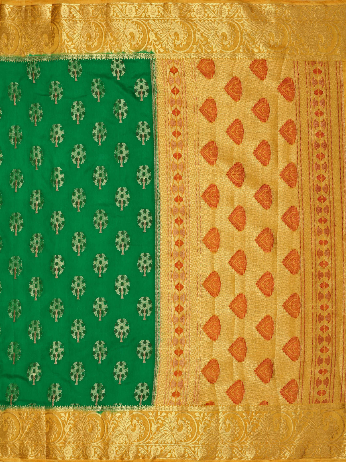 Mimosa Womens Art Silk Saree Paithani Green Color