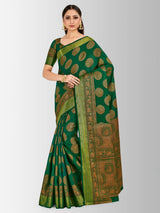 Mimosa Womens Art Silk Saree Kanjivaram Green Color