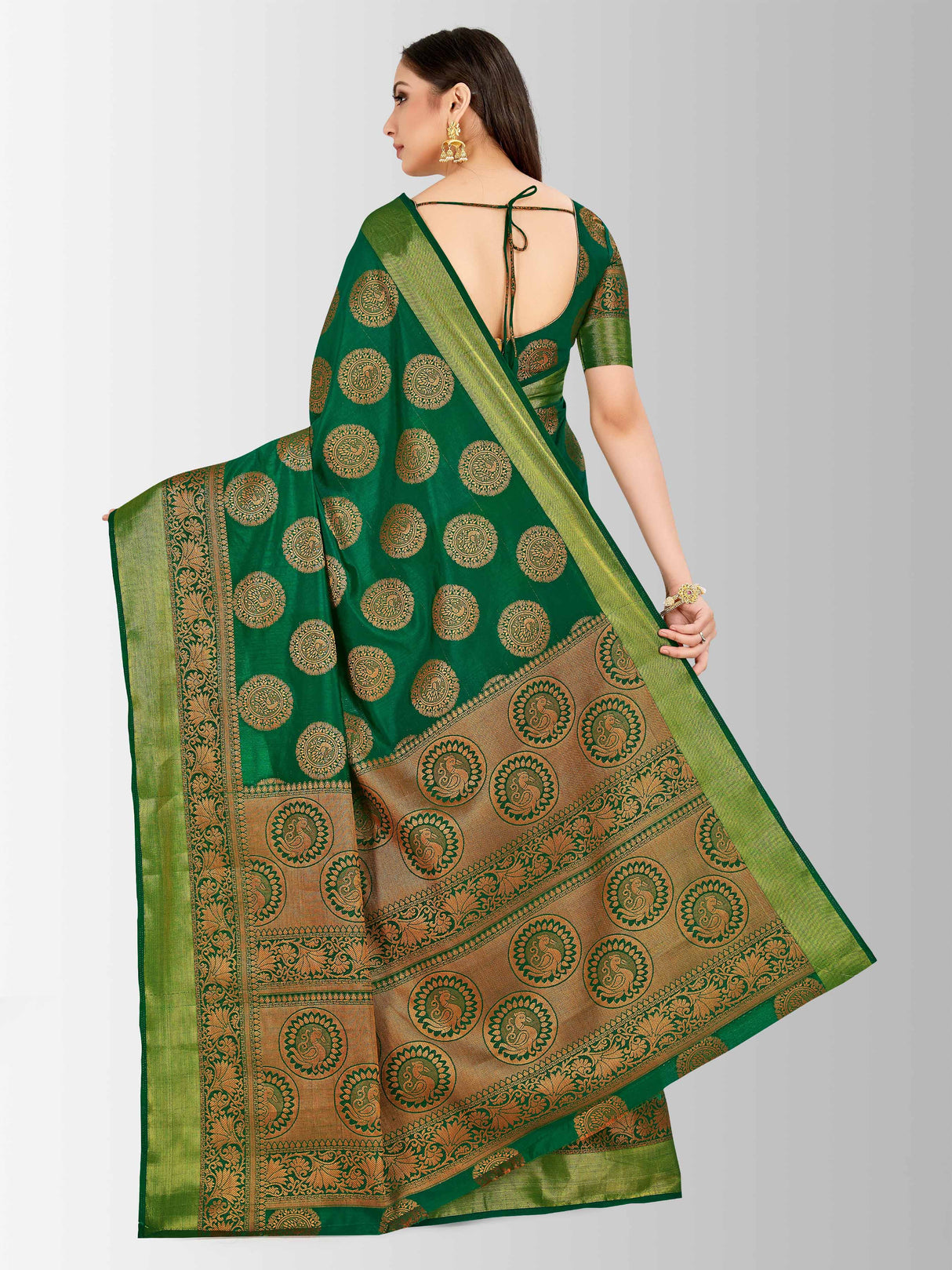 Mimosa Womens Art Silk Saree Kanjivaram Green Color