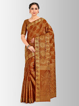 Mimosa Womens Art Silk Saree Kanjivaram Rust Color