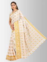 Mimosa Womens Crepe Saree Mysore Silk Halfwhite Color