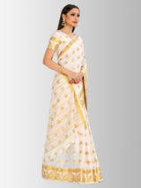 Mimosa Womens Crepe Saree Mysore Silk Halfwhite Color