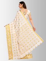 Mimosa Womens Crepe Saree Mysore Silk Halfwhite Color