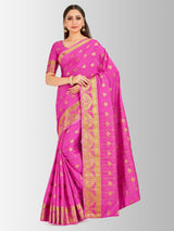 Mimosa Womens Crepe Saree Mysore Silk Pink Color