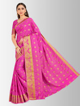 Mimosa Womens Crepe Saree Mysore Silk Pink Color